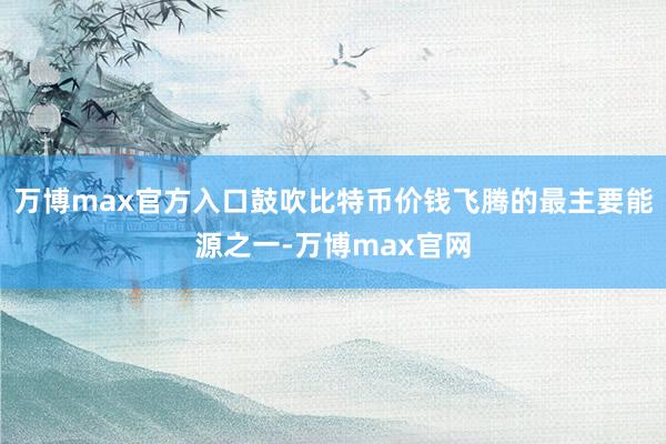 万博max官方入口鼓吹比特币价钱飞腾的最主要能源之一-万博max官网
