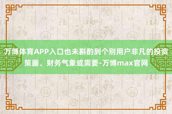 万博体育APP入口也未斟酌到个别用户非凡的投资策画、财务气象或需要-万博max官网