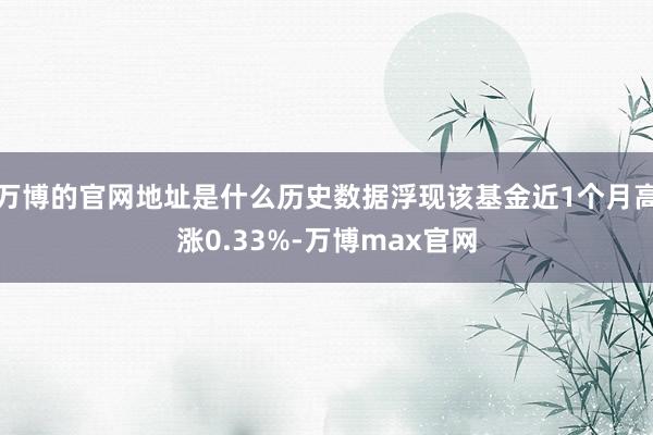 万博的官网地址是什么历史数据浮现该基金近1个月高涨0.33%-万博max官网