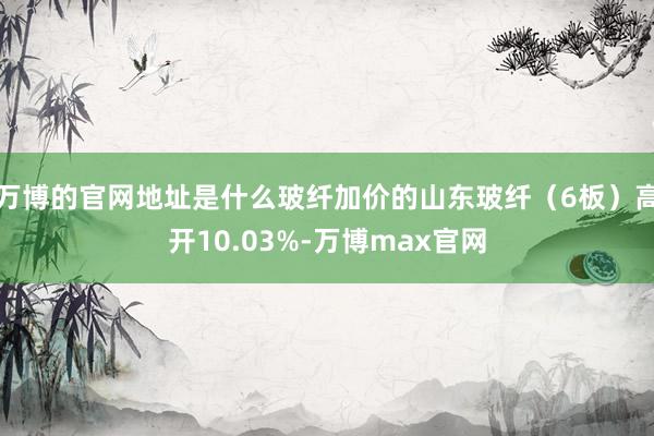 万博的官网地址是什么玻纤加价的山东玻纤（6板）高开10.03%-万博max官网