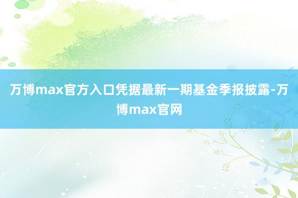 万博max官方入口凭据最新一期基金季报披露-万博max官网