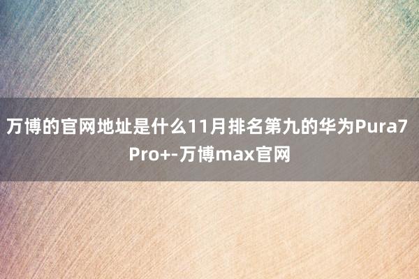 万博的官网地址是什么11月排名第九的华为Pura7 Pro+-万博max官网