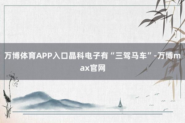 万博体育APP入口晶科电子有“三驾马车”-万博max官网