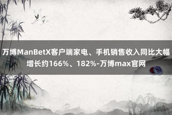 万博ManBetX客户端家电、手机销售收入同比大幅增长约166%、182%-万博max官网