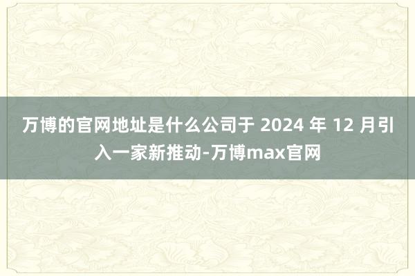 万博的官网地址是什么公司于 2024 年 12 月引入一家新推动-万博max官网