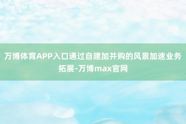 万博体育APP入口通过自建加并购的风景加速业务拓展-万博max官网