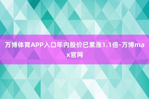 万博体育APP入口年内股价已累涨1.1倍-万博max官网