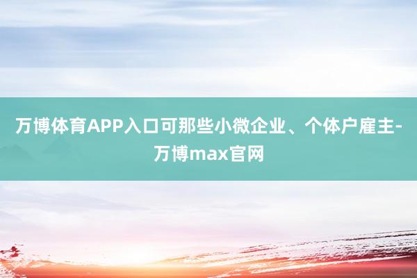 万博体育APP入口可那些小微企业、个体户雇主-万博max官网