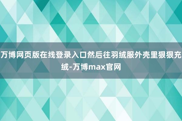 万博网页版在线登录入口然后往羽绒服外壳里狠狠充绒-万博max官网